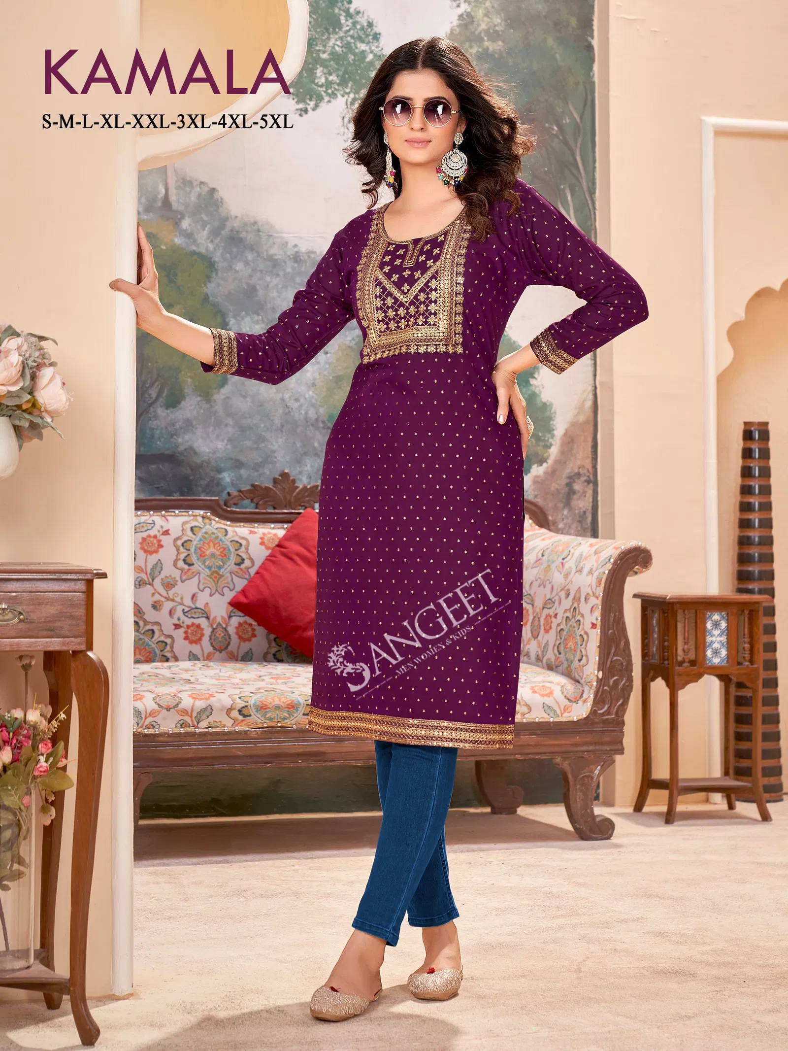 Kamala By Sangeet Rayon Embroidery Kurti Wholesale Online